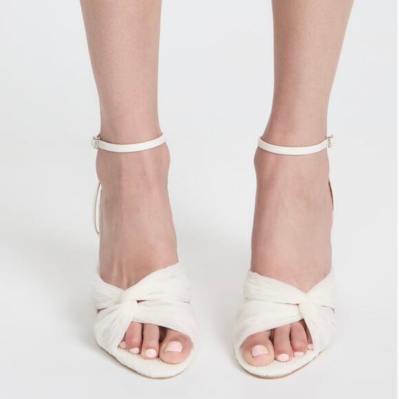 NEW Loeffler Randall Reed Pleated Twist Heel Sandals in Pearl Size 6.5 - Picture 2 of 8